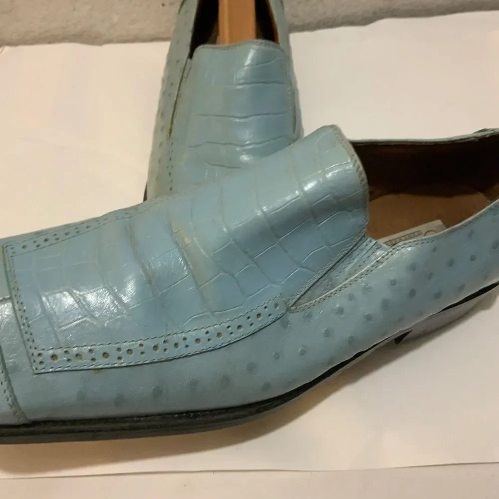 Fratelli Loafers Mens Size 9 Leather Slip On blue Square Toe Dress Shoes